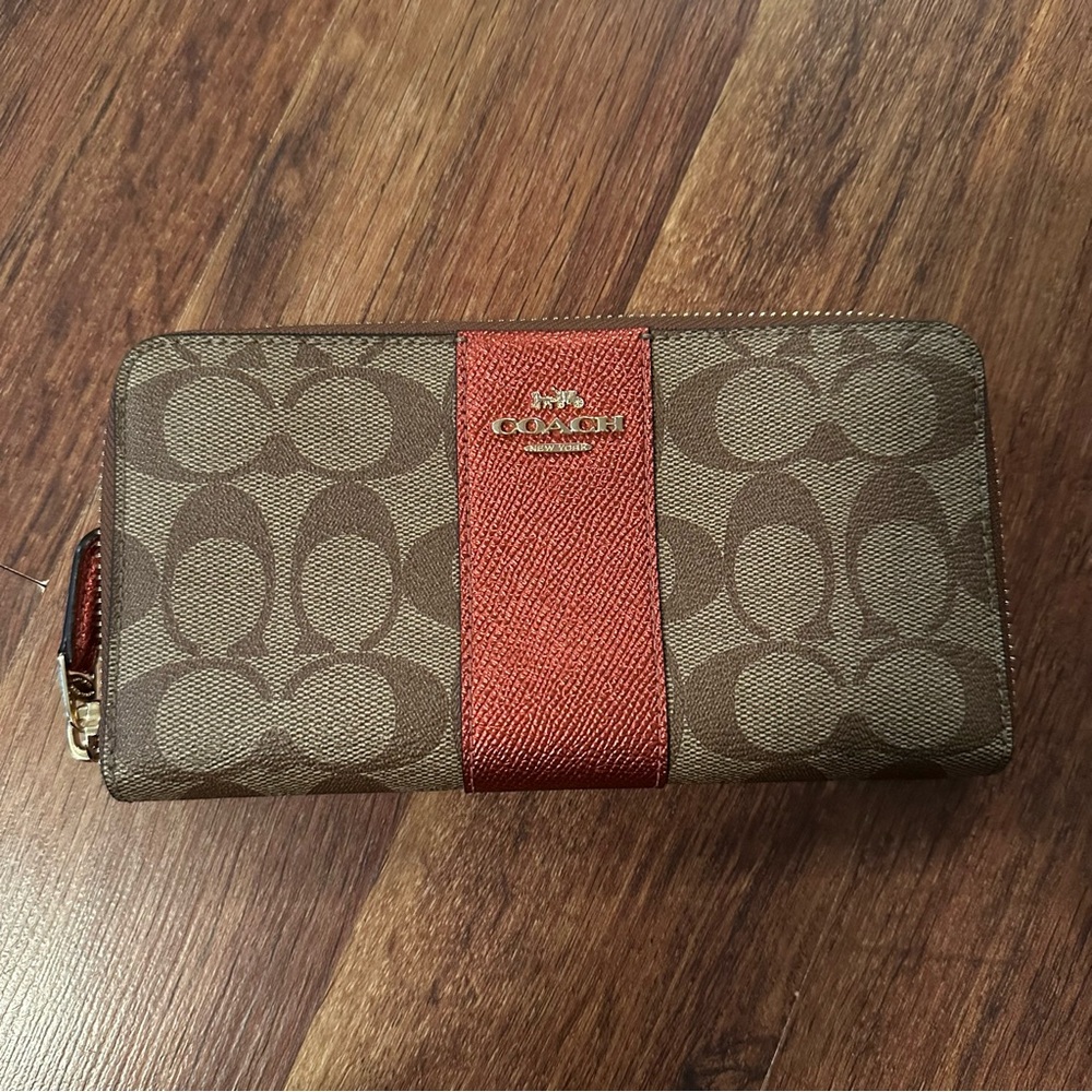 Coach accordion zip around wallet